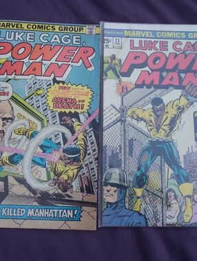 Marvel Luke Cage Power Man Comic Covers - Yellow, Blue, Red